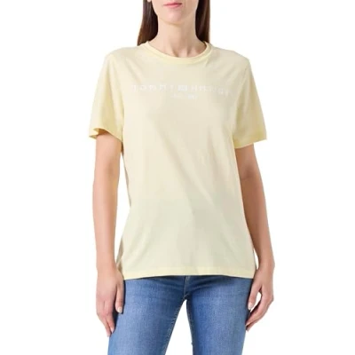 Abbildung von Tommy Hilfiger REG CORP LOGO Tshirt print, Damen, Größe: XXS, Lemon zest