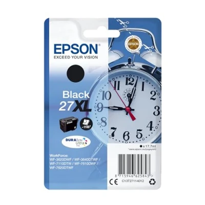 Abbildung von Epson Original 27 Tinte Wecker (WF 3620DWF, WF 3640DTWF, 7110DTW, 7210DTW, 7610DWF, 7620DTWF, 7710DWF, 7715DWF, 7720DTWF), schwarz, XL