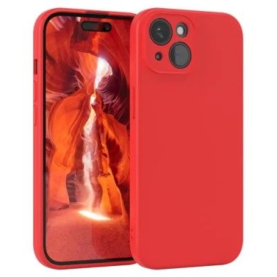 Abbildung von EAZY Case Silikonhülle für iPhone 15 Hülle Silikon Rot weich stoßfeste Handyhülle Schutzhülle mit Kameraschutz Dünn Premium Schutz Cover TPU Phone Bumper in