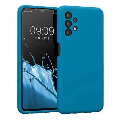 Abbildung von kwmobile Handyhülle kompatibel mit Samsung Galaxy A13 4G Hülle gummierte Handy Case aus Silikon in Karibikblau