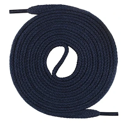 Abbildung von Mount Swiss Schnürsenkel flach blau aus 100% Baumwolle für Sneakers Sportschuhe Laufschuhe Trekkingschuhe sehr reißfest 7 mm breit Farbe Dunkelblau Länge 120cm