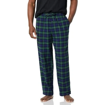 Abbildung von Amazon Essentials Herren Pyjamahose aus Flanell (erhältlich in Big &amp; Tall), Grün Königsblau Tartan Plaid, L