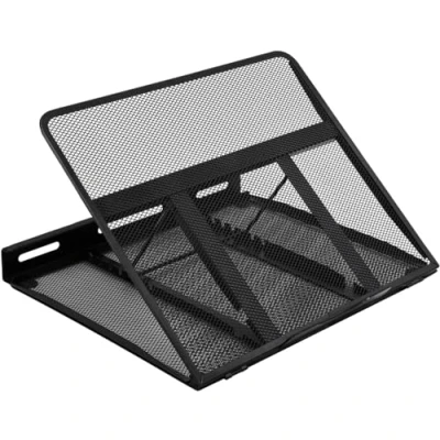 Abbildung von Amazon Basics Belüfteter, verstellbarer, ergonomischer Laptopständer, passend für ein Notebook bis 43,9 cm (17,3 Zoll), 33 x 28.7 18.5 cm, Schwarz