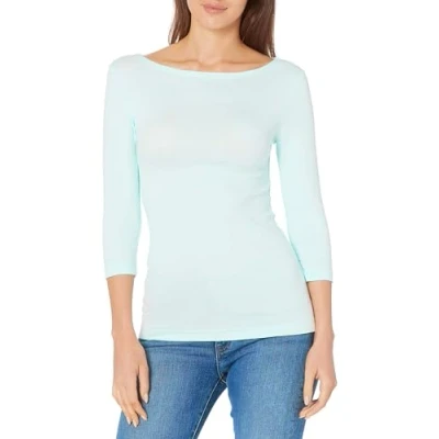 Abbildung von Amazon Essentials Damen T Shirt mit Bateau Ausschnitt und 3/4 Ärmeln in schmaler Passform, Aquablau, XXL