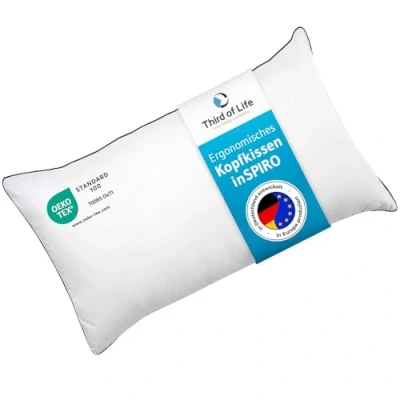 Abbildung von Kopfkissen 40x80 inSPIRO vom Gewinner des Innovationspreis Ergonomie 2022, Bestes ergonomisches Schlafkissen, Geeignet für Seitenschläfer, Rückenschläfer &amp; Bauchschläfer, Optimales HWS Nacken Kissen