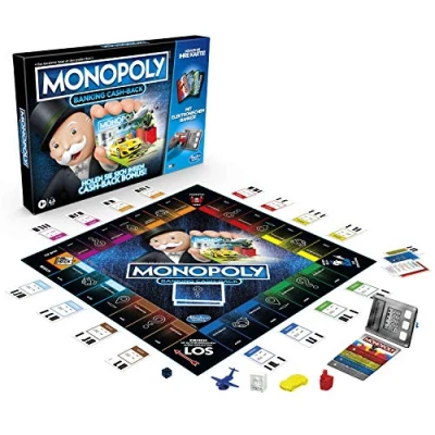 Abbildung von Hasbro Banking Cash Back Brettspiel; elektronischer Kartenleser; Bonus; bargeldloses Zahlen; Scan Technologie; ab 8 Jahren E8978100
