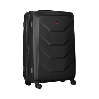 Abbildung von WENGER Prymo Large Hartschalenkoffer mit 4 Rollen, Trolley, Groß, 93 (107) l, Sicherheitsschloss, Damen Herren, Reisen Urlaub, Schwarz, 612538