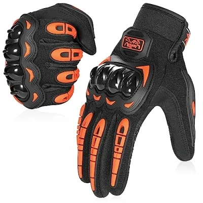 Abbildung von COFIT Motorrad Handschuhe, Touchscreen Motorradhandschuhe für Motorradrennen, Mountainbike, Motorcross, Klettern, Wandern und andere Outdoor Sportarten Aktivitäten Orange M