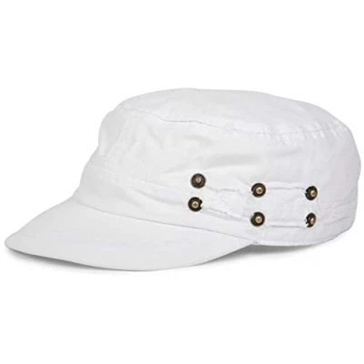 Abbildung von styleBREAKER Unisex Military Cap im Destroyed Vintage Look verstellbares Army aus Baumwolle Used Schirmmütze für Herren und Damen, Farbe:Weiß