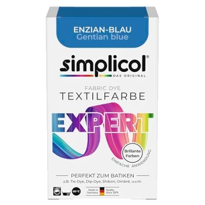 Abbildung von simplicol Textilfarbe expert Enzian Blau Perfekt zum Batiken und für kreative DIY Projekte Einfache Anwendung Farbpulver 150 g