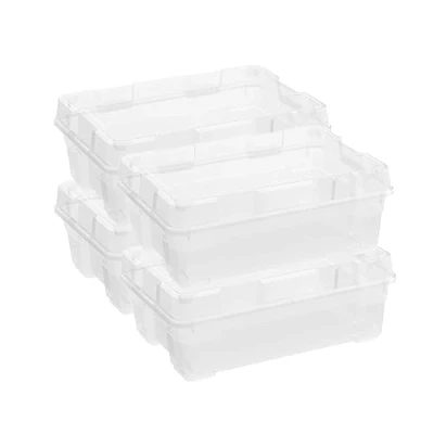 Abbildung von Keter Aufbewahrungsbox aus Kunststoff mit Deckel, Jumbo Box M, transparent, ideal für Kleidung und Aufbewahrung, geeignet Schränke Garagen, 35 l, 58 x 39 21 cm