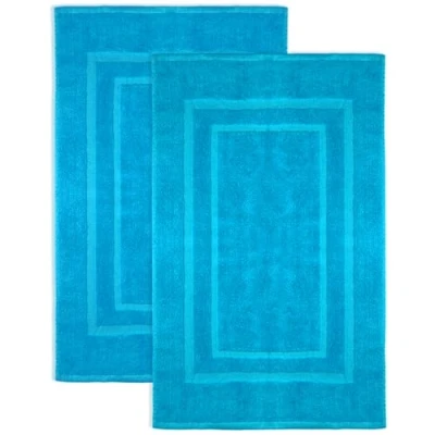 Abbildung von NatureMark 2er Pack Badvorleger Premium Qualität 100% Baumwolle 50 x 80 cm Duschvorleger Duschmatte Doppelpack Farbe: Türkis
