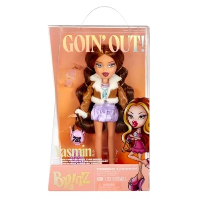 Abbildung von Bratz Goin&#039; Out! Doll Yasmin 1 Sammlerpuppe mit Accessoires, einem Outfit, einer Handtasche, Sonnenbrille und Bürste Kinderspielzeug ab 6 Jahren