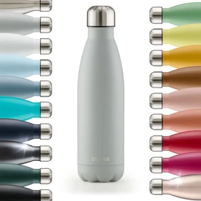 Abbildung von Blumtal® Trinkflasche Edelstahl Charles Thermosflasche 500 ml BPA freie Thermo kalt&amp;warm auslaufsichere Metall Thermos Ultimate Grey Grau