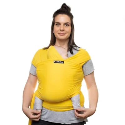 Abbildung von CuddleBug Tragetuch Baby Neugeborene Elastisches Babytrage ab Geburt &amp; Kleinkinder bis 16Kg Einfach zu binden (Gelb/Yellow)