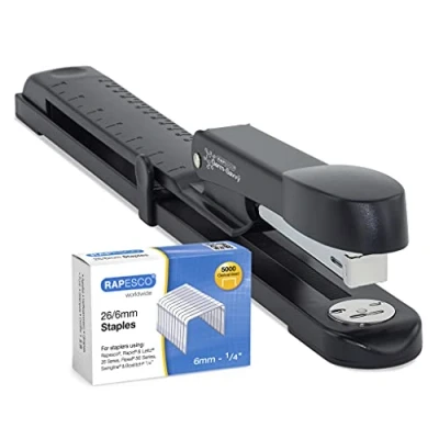 Abbildung von Rapesco 1464 Germ Savvy Antibakteriell, Marlin Langarmhefter mit 5000 x 26/6 mm Heftklammern, 25 Blatt Heftleistung, Schwarz