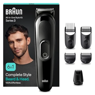 Abbildung von Braun All in One Bartpflege Bodygroomer Set, 6 1 Barttrimmer / Bartschneider, Trimmer/Haarschneider Herren, Haarschneidemaschine, Kammaufsätze, 50 Min. kabellose Laufzeit, MGK3420
