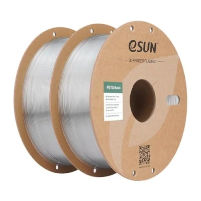 Abbildung von eSUN PETG Basic Filament 1.75mm, Hohe Zähigkeit, 1KG (2.2 LBS) pro Spule, 2 Rollen Druckmaterial für 3D Drucker, Durchsichtig 2KG