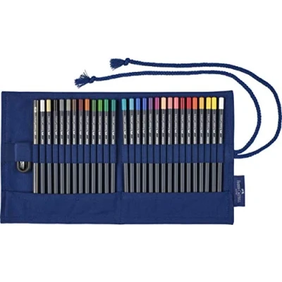 Abbildung von FABER CASTELL 114752 Stifterolle Goldfaber mit 27 Stiften, 1 Bleistift 2B, Spitzer