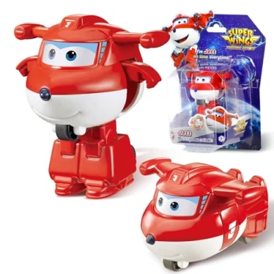 Abbildung von Super Wing Transformer Spielzeug Jett, 2 in 1 Action Figur, 5 cm großes Flugzeug Roboter Spielzeug, für Jungen und Mädchen ab 3 Jahren, Red