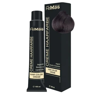 Abbildung von FemMas Haarfarbe Hellbraun Asch 5.1 I Professionelle Creme mit Arganöl, Keratin &amp; Ceramiden Als dauerhafte Haarfärbung oder Tönung für strahlende, haltbare Farbergebnisse 100 ml