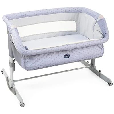 Abbildung von Chicco Next2Me Dream Beistellbett Babybett mit Matratze, Schaukelfunktion, Faltbare Seite, Höhenverstellbar, Netzfenster, 4 Rollen und Transporttasche 0 6 Monate, 9 kg