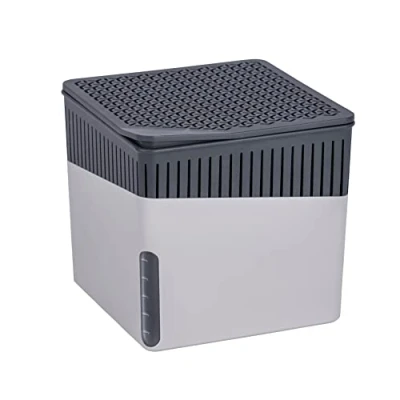 Abbildung von WENKO Raumentfeuchter Mod. Cube, Luftentfeuchter reduziert Schimmel &amp; Gerüche, Auffangschale mit 500 g Granulatblock nachfüllbar, fasst bis zu 800 ml Feuchtigkeit, Maße (BHT): 13x13x13 cm, in Grau