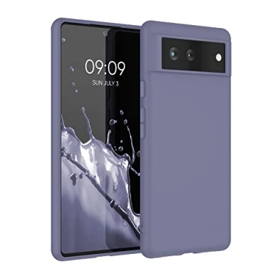 Abbildung von kwmobile Hülle kompatibel mit Google Pixel 6 weiches TPU Silikon Case Cover geeignet für kabelloses Laden Lavendelgrau matt
