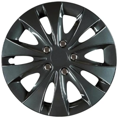 Abbildung von cartrend Radkappen Strom, 14 Zoll, für alle gängigen Stahlfelgen, aus Spezial ABS Qualitätskunststoff, schlagfest, zweischichtige Metallic Lackierung, überlackierbar, schwarz, 4 Stück