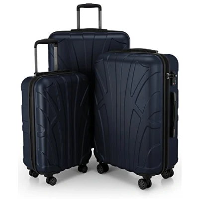 Abbildung von SUITLINE 3er Koffer Set Trolley Rollkoffer Hartschalen Reisekoffer, TSA, (55 cm, 66 76 cm), 100% ABS, Matt, Dunkelblau