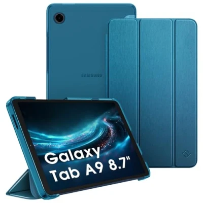 Abbildung von Fintie Hülle für Samsung Galaxy Tab A9 8.7 Zoll 2023, Ultra Dünn Schutzhülle mit Translucent Rückseite Cover Tablet 8,7 SM X110/X115/X117, Pfauenblau