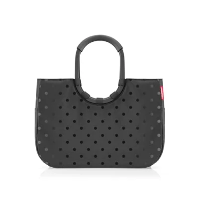 Abbildung von reisenthel loopshopper L frame glossy dots black Stabile Tasche mit praktischen Fächern aus recycelten PET Flaschen Charmantes und wasserabweisendes Design