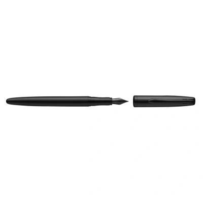 Abbildung von Pelikan Füller Jazz Noble, Carbon (Schwarz), für Rechtshänder und Linkshänder, eleganter Metall Patronenfüller im Geschenketui, Feder M, 821834