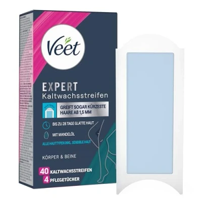 Abbildung von Veet Expert Kaltwachsstreifen Körper &amp; Beine Wachsstreifen zur Haarentfernung für alle Hauttypen inkl. sensibler Haut 20 Doppelstreifen = 40 Streifen