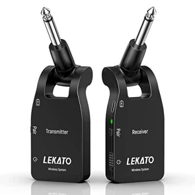 Abbildung von LEKATO 2.4GHz Aufgerüstet Wireless Gitarrensystem E Gitarren Sender mit Kabellos Gitarre Transmitter Receiver für und Empfänger Bass