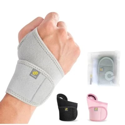 Abbildung von Bracoo WS10 Verstellbare Handgelenkbandage für Damen und Herren, Handgelenkstütze Sport, Fitness Alltag, Linke Rechte Hand(Grey)