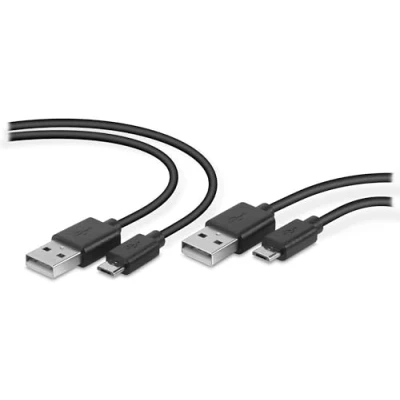 Abbildung von Speedlink STREAM Play &amp; Charge USB Cable Set 2 Ladekabel für DUALSHOCK Controller der PlayStation 4, Länge 3 Meter, A zu Micro USB, Datenkabel, schwarz