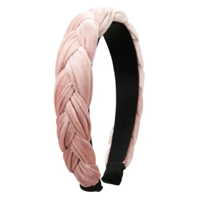 Abbildung von Alpenflüstern Trachten Haarreif Samt Flechtoptik Damen Haarschmuck rutschfest, Haarband geflochten fürs Dirndl ADV132 (puder rosa)