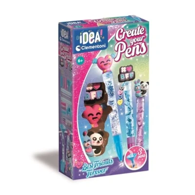 Abbildung von Clementoni Idea Deine Stift Kreationen BFF beste Freunde für immer DIY Stifte Set mit tollen Accessoires Bastelset zum selber machen, Kreativspielzeug Kinder ab 6 Jahren, 18872