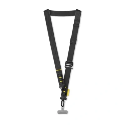 Abbildung von RHINOSHIELD 2 in 1 Ultra Lanyard Handgelenks und Umhängegurt, verstellbar, mit Schlaufe für AirPods, Schlüssel Kartenhalter, urbanes Outdoor Band (inklusive Karte) Schwarz