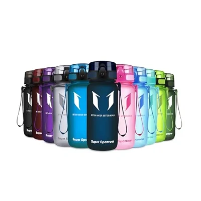 Abbildung von Super Sparrow Trinkflasche Tritan Wasserflasche 350ml BPA frei Ideale Sportflasche Schnelle Wasserdurchfluss, Flip Top, öffnet Sich mit 1 Click