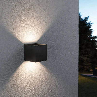 Abbildung von Paulmann 94847 LED Außenwandleuchte Cybo IP44 2x2,5W 2x150lm dimmbar 100x100mm Anthrazit Aluminium RGBW