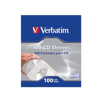 Abbildung von Verbatim CD Umschläge, 100 Stück, Hüllen, Hüllen für Rohlinge, Schutz vor Staub &amp; Schmutz, Schutzhüllen mit Sichtfenster, verschließbare Papierhüllen DVD Blu Ray