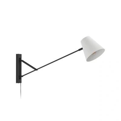 Abbildung von EGLO Wandlampe Forcadet, Wandleuchte für innen mit Schwenkarm, Flurlampe aus Metall in Schwarz und Textil Grau, schwenkbare Leselampe E27 Fassung