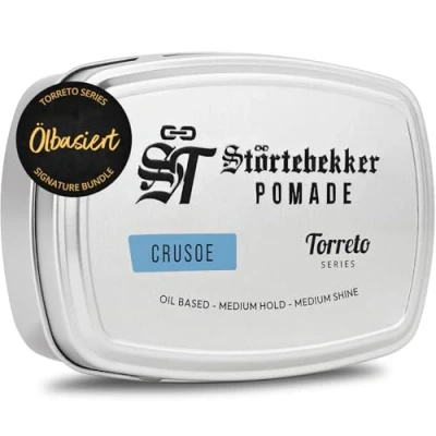 Abbildung von NEU: Störtebekker® Premium Pomade Ölbasiert Crusoe Herren &#039;Torreto Series&#039; Mittlerer Halt Glanz Haarwachs 125ml Barbershop Haarpomade Haarstyling Made in Germany
