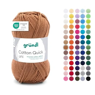 Abbildung von Gründl Wolle Cotton Quick uni Garn zum Stricken &amp; Häkeln aus 100 % Baumwolle, 1 Knäuel 50 g / 125 m, Häkelgarn/ Strickgarn , Caramell