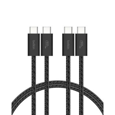 Abbildung von Belkin 2er Pack geflochtenes USB C auf Ladekabel, 1,5 m, 60W, biegsames, flexibles Schnellladekabel, kabel für iPhone 16 und 15, Galaxy S25, Pixel 9, iPad Pro usw. Schwarz
