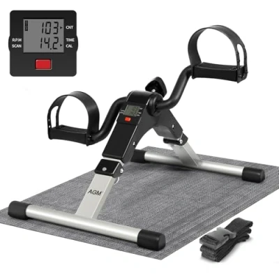 Abbildung von AGM Mini Heimtrainer Fahrrad, Arm und Beintrainer Fitnesstrainer, Fitness, Hometrainer Bewegungstrainer mit LCD Monitor Einstellbarem Widerstand, Fitnessgerät für Zuhause, Büro Schwarz