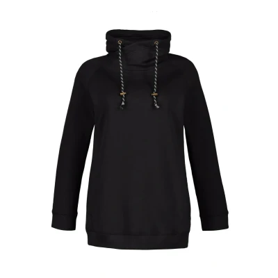 Abbildung von Ulla Popken MIT Raglanform BÜNDCHEN Lange ÄRMEL Sweatshirt, Damen, Größe: 42/44, Schwarz