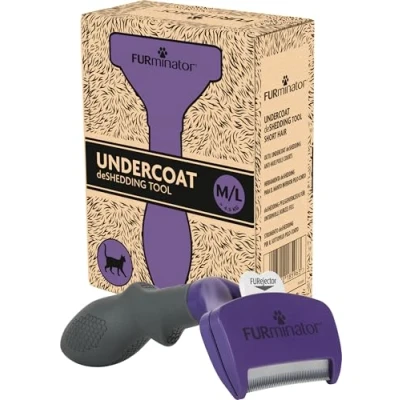 Abbildung von FURminator deShedding Tool Katze Größe M L Kurzhaar Katzenbürste für mittelgroße bis große Katzen zur Entfernung der Unterwolle